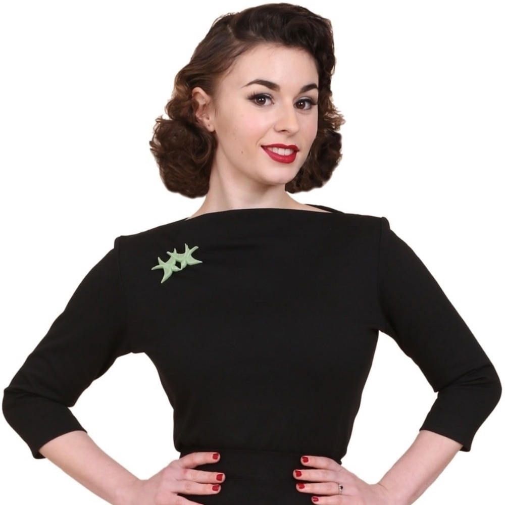 Vivien of Holloway Black Slash Neck Top